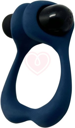 Эрекционное кольцо Adrien Lastic Nutty с вибрацией синее фото 3