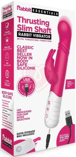 Вибратор-кролик с пульсирующей головкой Slim Shaft Thrusting G-Spot Rabbit розовый фото 11