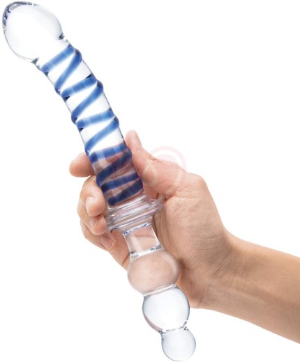 Двусторонний стеклянный рельефный фаллоимитатор Glas Twister фото 2