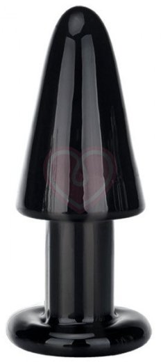 Стеклянная анальная пробка Intruder Black Glass чёрная фото 1