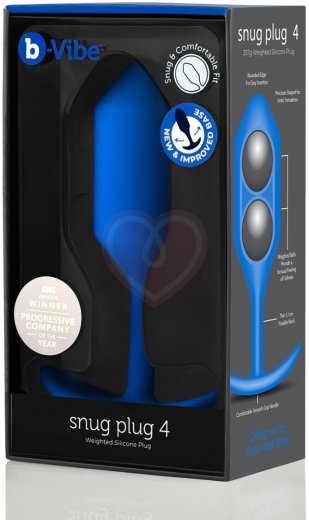 Утяжелённая анальная пробка для ношения b-Vibe Snug Plug 4 большая синяя фото 6
