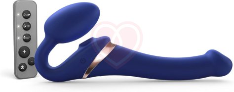 Безремневой страпон с вакуумной стимуляцией и пультом Strap-on-me Multi Orgasm S синий фото 1