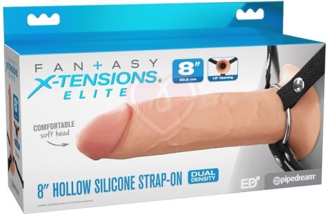 Фаллопротез Hollow Silicone Strap-On 20 см телесный фото 7