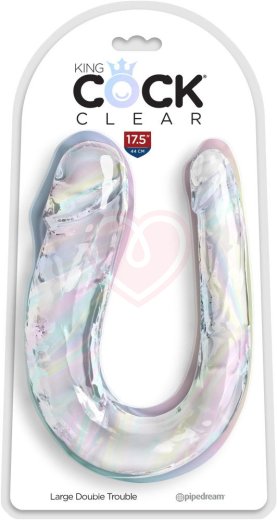 Двухсторонний фаллоимитатор King Cock Clear Double Trouble Large прозрачный фото 2