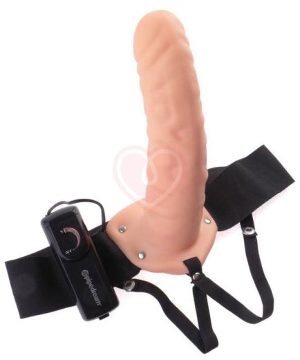 Реалистичный фаллопротез с вибрацией Pipedream Vibrating Hollow Strap-on 20 см телесный фото 1