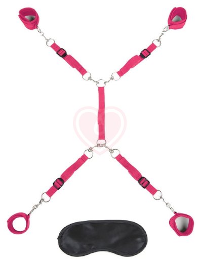 Набор для фиксации на кровати Lux Fetish Bed Spreader розовый фото 1