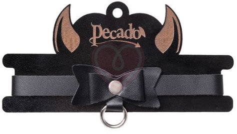 Чокер с бабочкой и кольцом Pecado BDSM черный фото 5