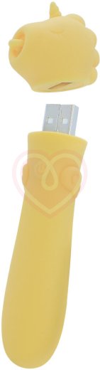 Вибропуля Unihorn Usb Bean Blossom со стимуляцией язычком жёлтая фото 2