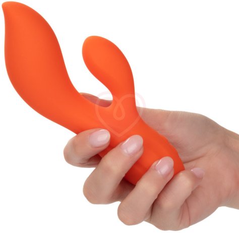 Вибратор с клиторальным стимулятором Stella Liquid Silicone Dual Teaser оранжевый фото 4