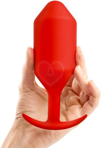 Утяжелённая анальная пробка для ношения b-Vibe Snug Plug 6 большая красная фото 2