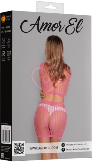 Сетчатый комплект Amor El из топа и юбки розовый фото 4