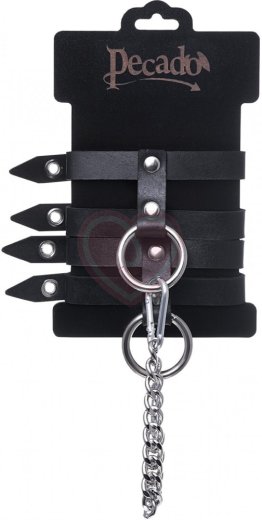 Оковы на ноги из двух ремешков с кольцом Pecado BDSM черные фото 6