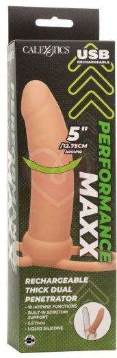 Насадка для двойного проникновения с вибрацией Thick Dual Penetrator телесная фото 3
