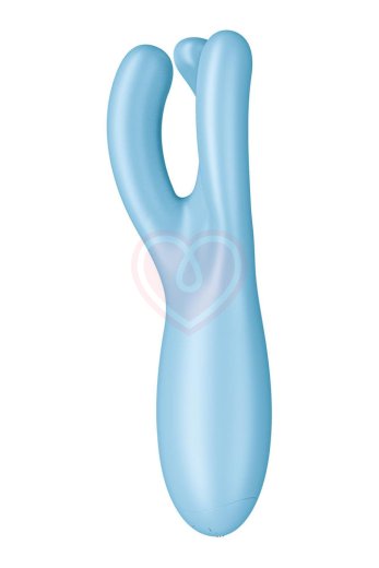 Вибростимулятор Satisfyer Threesome 4 с тремя кончиками и приложением голубой фото 2