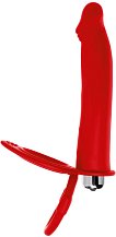 Насадка для двойного проникновения с вибропулей Toyfa Double Penetration Vibration красная