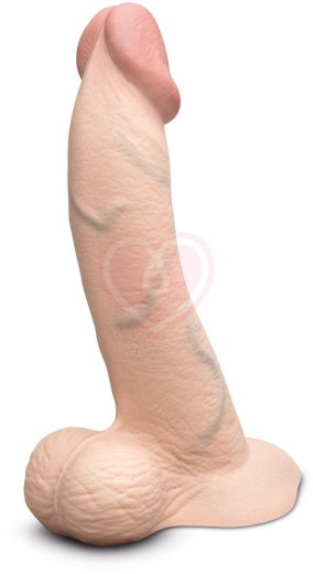 Реалистичный изогнутый фаллоимитатор с мошонкой Slipskin Realstic Curved 20 см телесный фото 1
