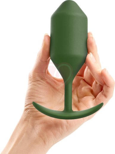 Утяжелённая анальная пробка для ношения b-Vibe Snug Plug 4 большая хаки фото 2