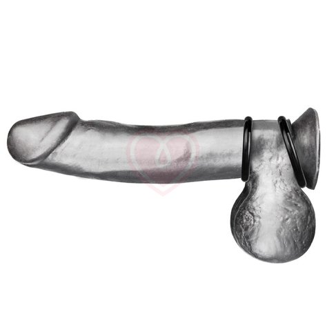 Набор из двух чёрных колец разного диаметра Silicone Cock Ring Set фото 1