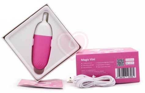 Виброяйцо с управлением со смартфона Magic Vini розовое фото 3