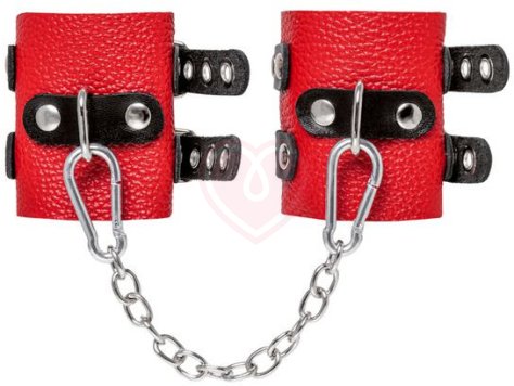 Мягкие наручники с люверсами Pecado BDSM красно-черные фото 1