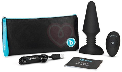 Большая вибропробка с ротацией b-Vibe Rimming Plug XL чёрная фото 5