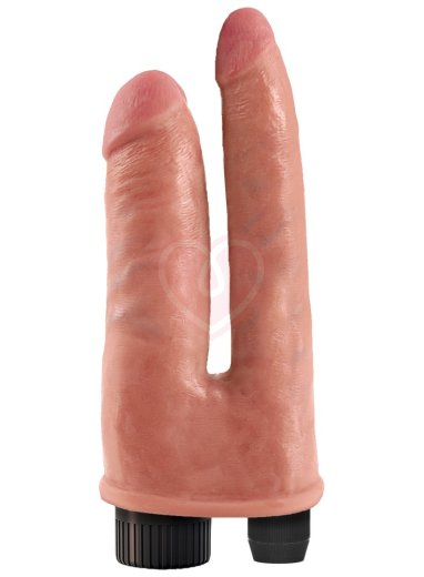 Вибратор реалистик на присоске двойной King Cock Double Penetrator телесный фото 1