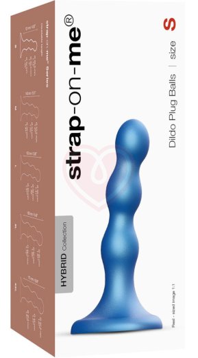 Рельефный фаллоимитатор Strap-On-Me Dildo Plug Balls размер S 12,5 см голубой фото 5