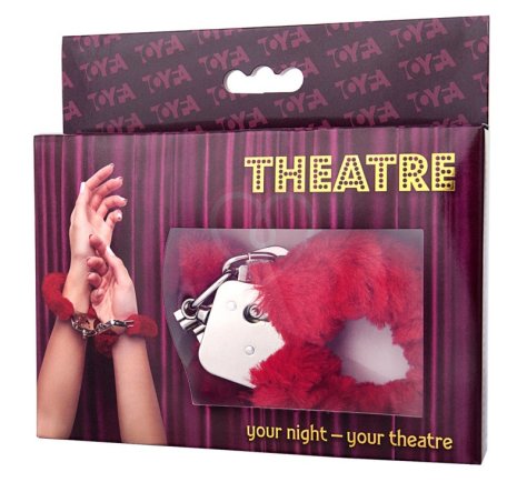 Наручники с мехом ToyFa Theatre Fur красные фото 2