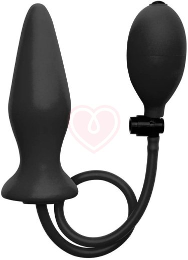 Расширяющаяся анальная пробка Ouch! Inflatable Silicone Plug чёрная фото 1