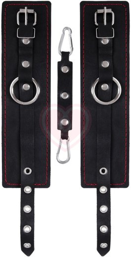 Оковы на ноги с красной строчкой Pecado BDSM черные фото 4