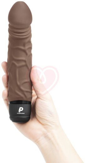 Реалистичный вибратор PowerCocks Girthy 16 см шоколад фото 2