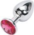 Подарочная малая анальная пробка Jewelry Butt Plug Silver Ruby серебряная с рубином фото 1
