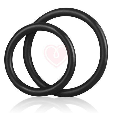 Набор из двух чёрных колец разного диаметра Silicone Cock Ring Set фото 2