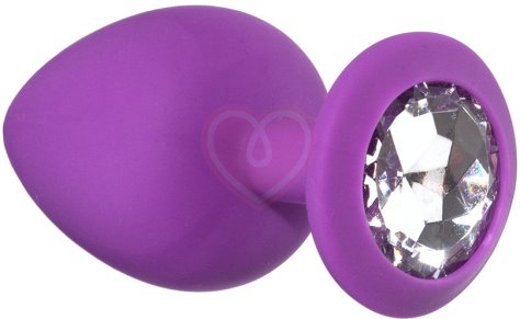 Большая анальная пробка Emotions Cutie Large фиолетовая с белым кристаллом фото 1