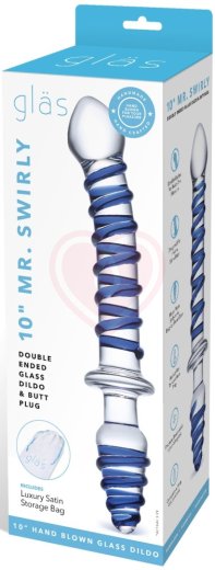 Двухсторонний фаллоимитатор с анальной пробкой Glas Mr. Swirly Dildo & Butt фото 2