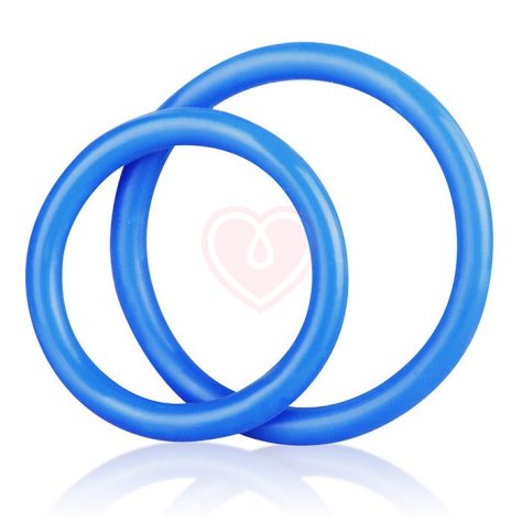 Набор из двух синих колец разного диаметра Silicone Cock Ring Set фото 2