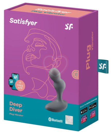 Анальный вибростимулятор Satisfyer Deep Diver с приложением тёмно-серый фото 5