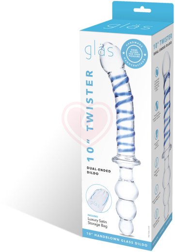 Двусторонний стеклянный рельефный фаллоимитатор Glas Twister фото 6