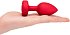 Анальная пробка с кристаллом сердцем и вибрацией b-Vibe Heart Shape Jewel Plug M/L красная фото 5