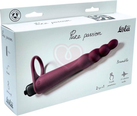 Вибронасадка для двойного проникновения Pure Passion Bramble 16 см бордовая фото 2