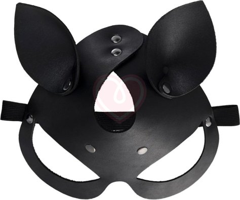 Открытая маска с кошачьими ушками Pecado BDSM черная фото 2