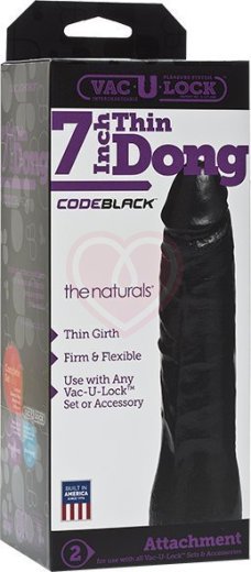 Насадка фаллоимитатор Vac-U-Lock CodeBlack Thin Dong 18 см черная фото 2