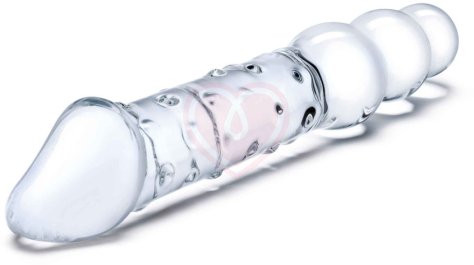 Двусторонний стеклянный рельефный фаллоимитатор Glas Double Ended фото 2