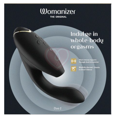 Вибратор с бесконтактной стимуляцией клитора Womanizer DUO 2 чёрный фото 7