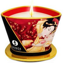 Массажное аромамасло в виде свечи Shunga Sparkling Strawberry Wine Клубника и шампанское 170 мл