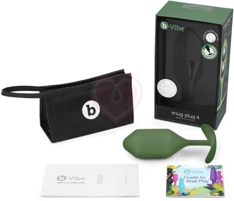 Утяжелённая анальная пробка для ношения b-Vibe Snug Plug 4 большая хаки фото 5