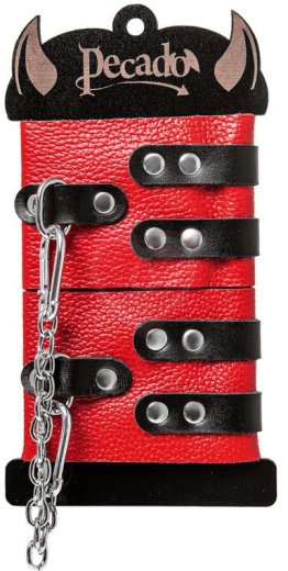 Мягкие ножные оковы с люверсами Pecado BDSM красно-черные фото 5