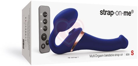 Безремневой страпон с вакуумной стимуляцией и пультом Strap-on-me Multi Orgasm S синий фото 4