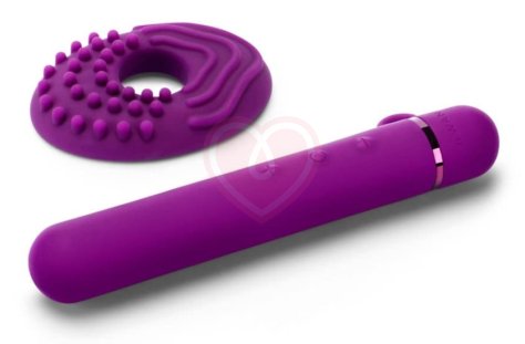 Силиконовый мини-вибратор с насадкой Le Wand Baton фиолетовый фото 5