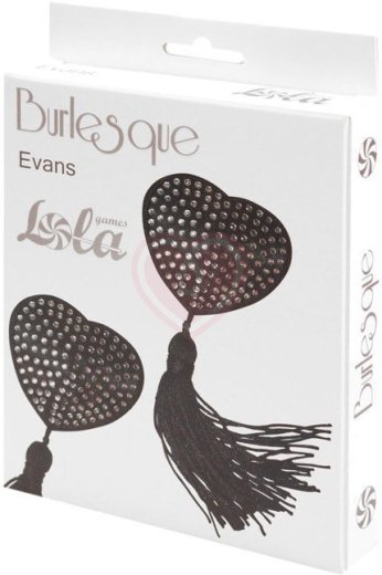 Пэстисы Burlesque Evans сердечки с кисточками чёрные с серебром фото 7